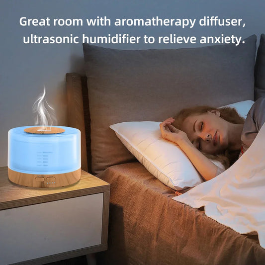 Ultrasonic Diffuser 16.91oz Capacity, Timer, BPA-Free - Complete with 6 Aromatherapy Oils