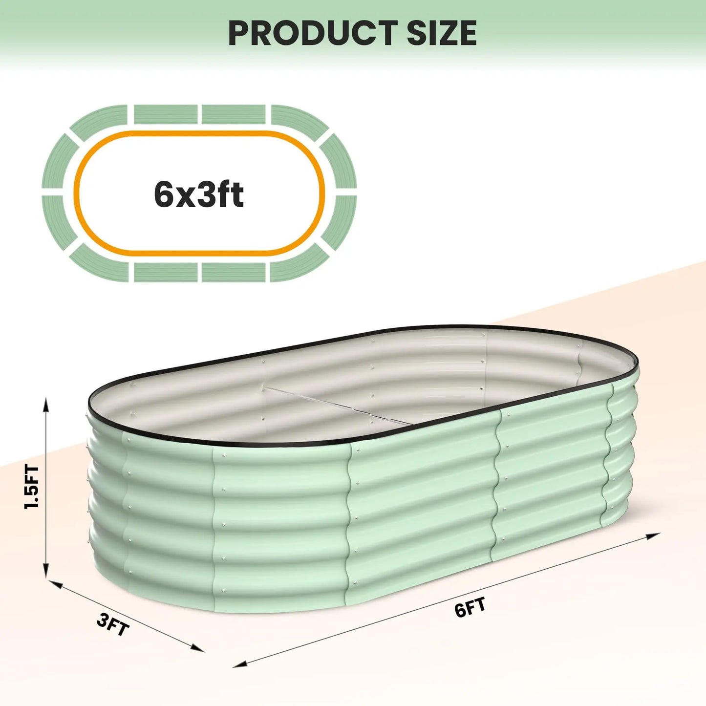 2-Pack Oval Galvanized Steel Raised Garden Bed- Open Base/Safety Edge