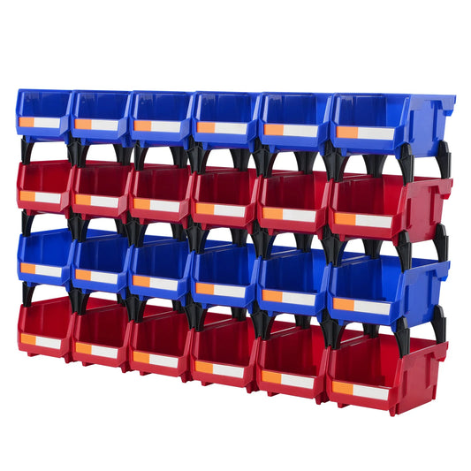 24pcs Stackable Organizer Bin 5x4*3inch Freestanding Tiered Shelf for Garage/Office