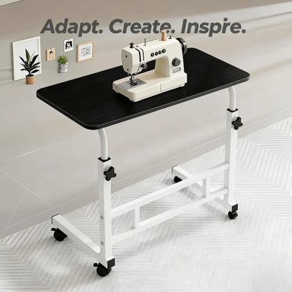 Adjustable Height Mobile Table with Lockable Wheels & Folding