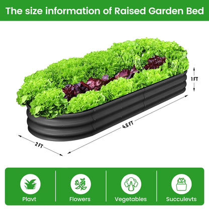 2-Pack Oval Galvanized Steel Raised Garden Bed- Open Base/Safety Edge