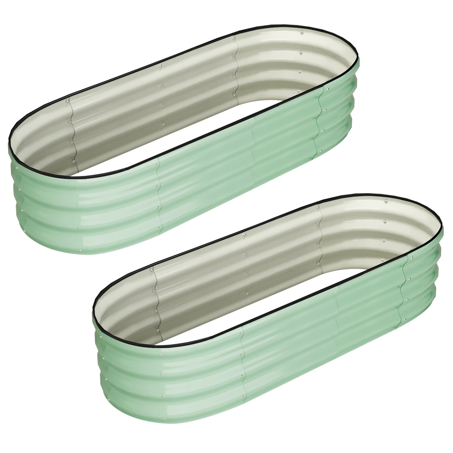 2 Pcs Oval Raised Garden Bed, Galvanized- 4.5x2x1ft