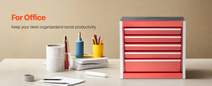 5-Drawer 8.6in Red/Black Metal Portable Small Tool Chest
