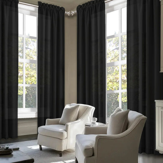 4pcs Light Filtering Curtains - Elegant Colour Fade-Resistant Polyester with Rod Pocket Design