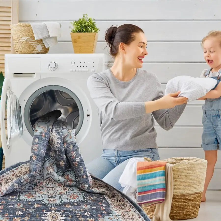 9x12 Oriental Area Rug Waterproof, Stain Resistant, Non-shed, Distressed Floral Designed