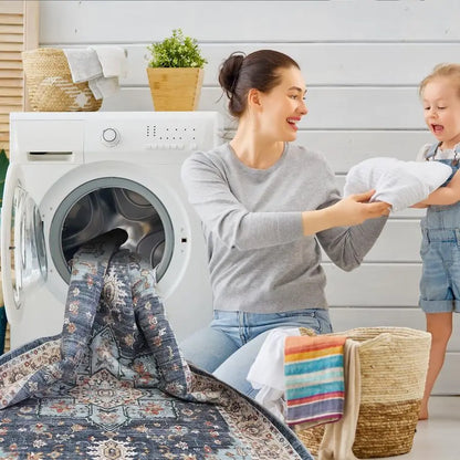 9x12 Oriental Area Rug Waterproof, Stain Resistant, Non-shed, Distressed Floral Designed