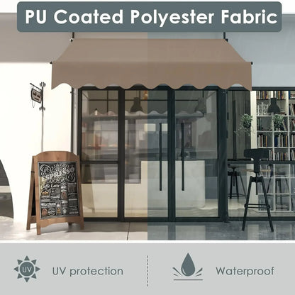 Outdoor Patio Awning Sunshade Shelter, Manual Retractable Awning/Canopy