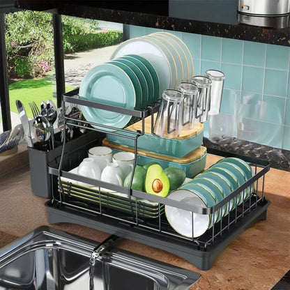 Large 2-tier dish drying rack, removable dish draining rack