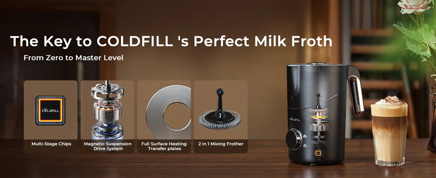 Milk Frother and Steamer, 8-in-1 Electric Frother for Coffee