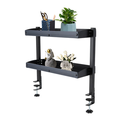 Adjustable 2-Tier Desk Shelf Clamp-On Storage