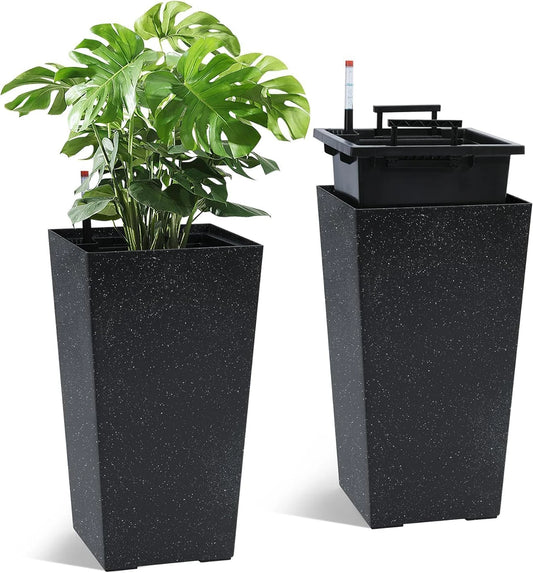 Rectangular Planters Set of 2, Large Plant Pots with Drainage- 16in. or 22.5 in