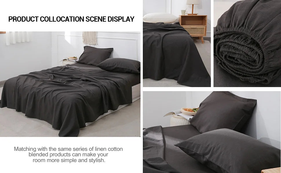 Linen Fitted Sheet (1 Piece) - 14 Inch Deep Pocket Mattress Cover