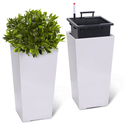 2 PCS- 22.4 in. Planter-Indoor/Outdoor Taper Planter w/ Shelf Insert-Plastic