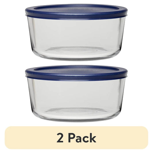 2 Pack 7 Cup Glass Food Storage Containers with SnugFit Lid Microwave Dishwasher