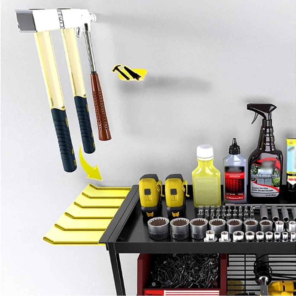 Heavy Duty Power Tool Organizer 4 Layer Wall Mounted Storage Rack with Hooks