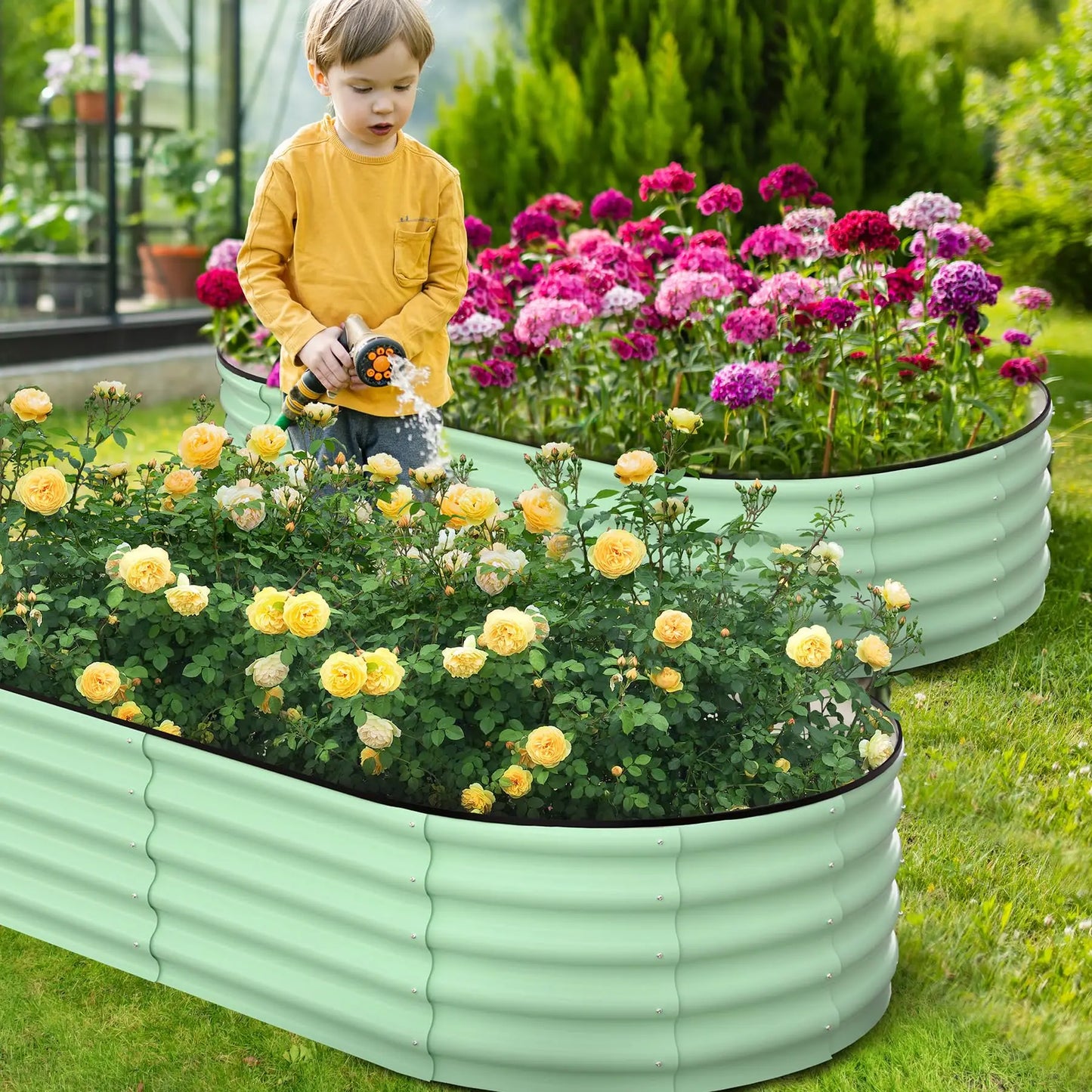 2-Pack Oval Galvanized Steel Raised Garden Bed- Open Base/Safety Edge