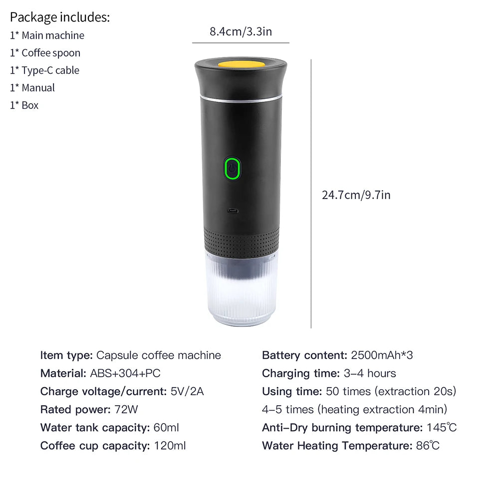 Wireless Electric Portable Espresso Coffee Machine