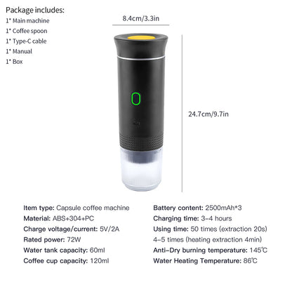 Wireless Electric Portable Espresso Coffee Machine