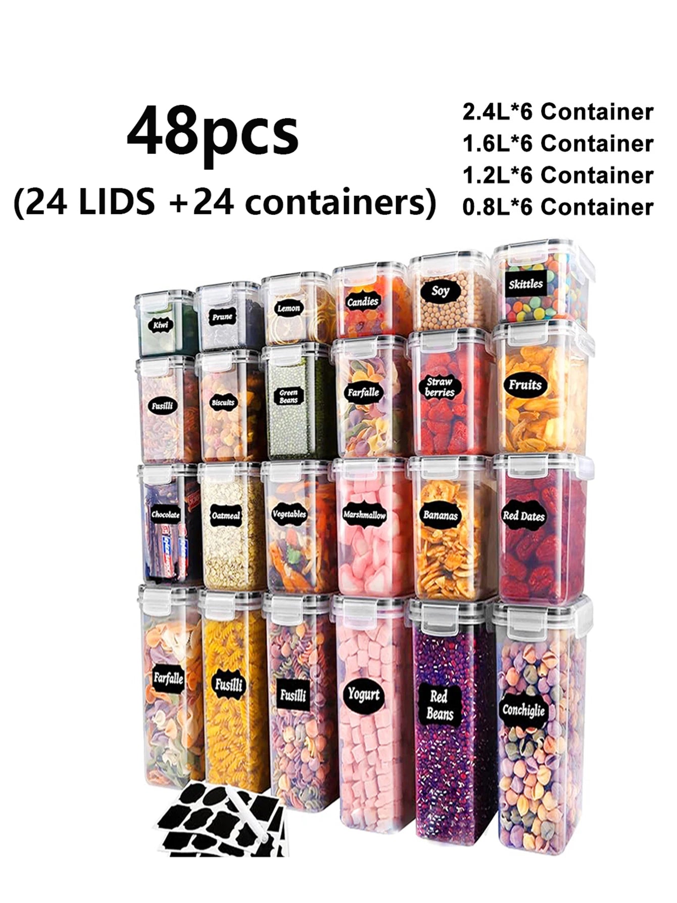 48pcs, Sealed food storage containers with LIDS