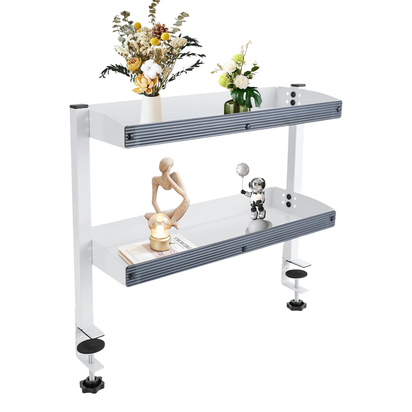 Adjustable 2-Tier Desk Shelf Clamp-On Storage
