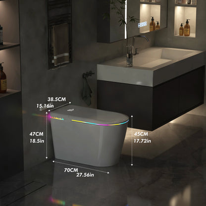 Smart Bidet Toilet-Heated Seat, Self-Cleaning, LED Display, Remote Control