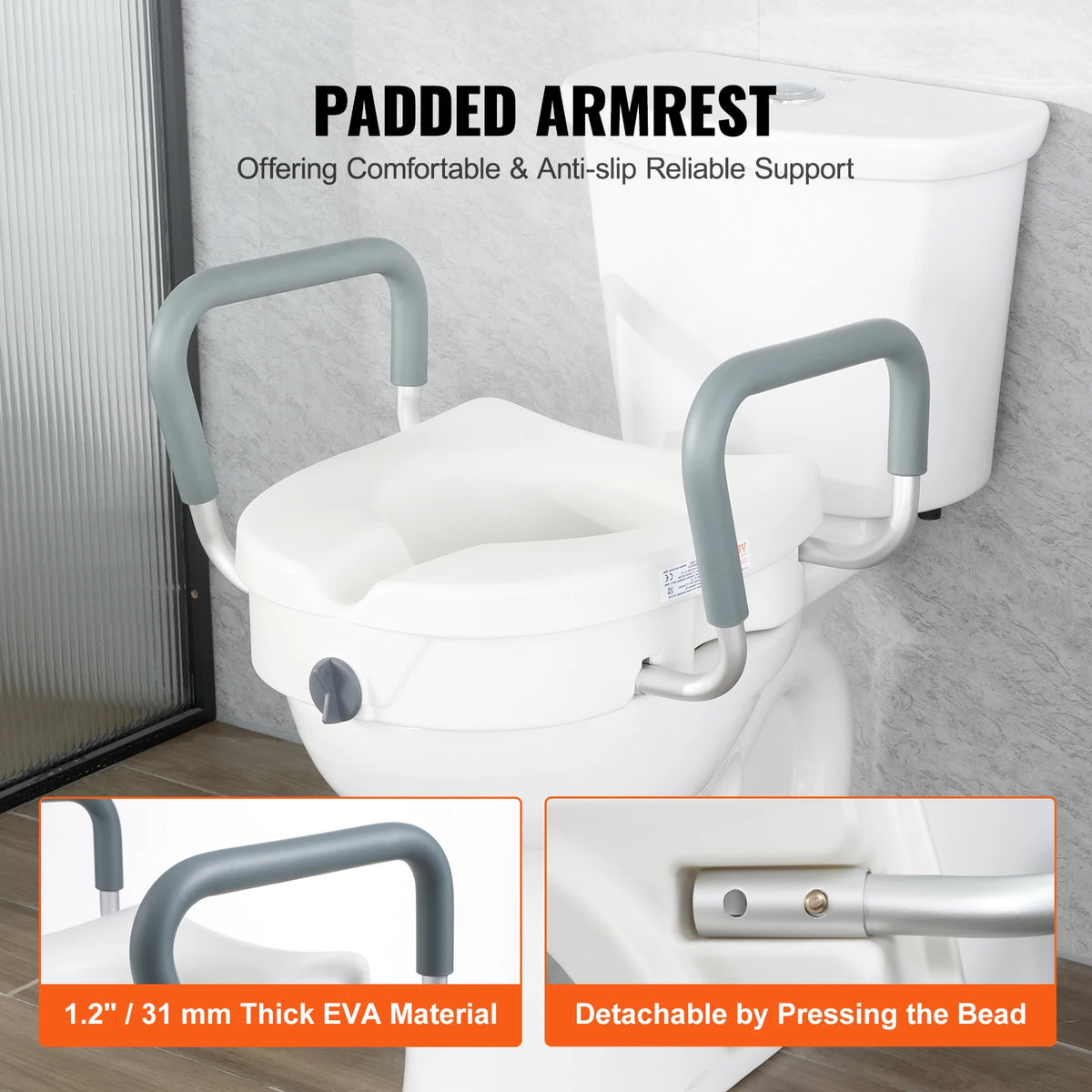 Raised Toilet Seat 5" Height Raised 350 lbs Weight Capacity