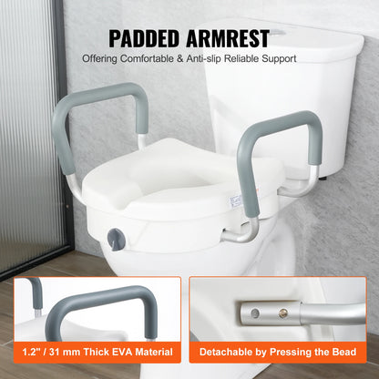 Raised Toilet Seat 5" Height Raised 350 lbs Weight Capacity