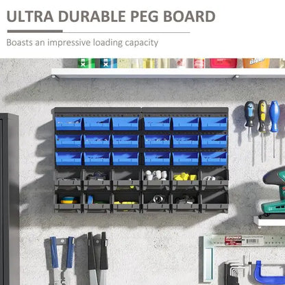 Wall-Mounted Wonder: 30-Bin Pegboard Rack Tool Organizer