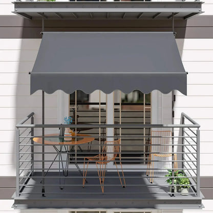 Outdoor Patio Awning Sunshade Shelter, Manual Retractable Awning/Canopy