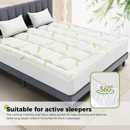Bamboo Fiber Soft Mattress Topper with Deep Pockets 400g