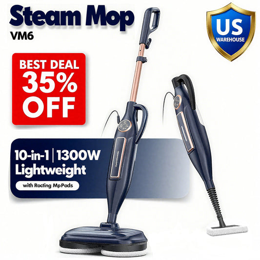 Steam Mop Cleaner w/Rotating Mop Pad-10 in 1-Lightweight