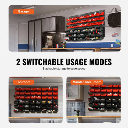 Wall Mounted Garage Containers with Wall Panels Tool Organizer for Nuts Bolts Screws Nails-48 drawer