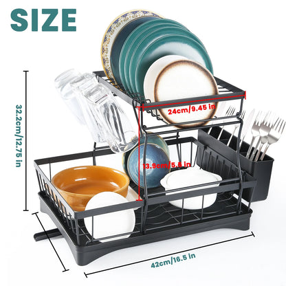 Large 2-tier dish drying rack, removable dish draining rack