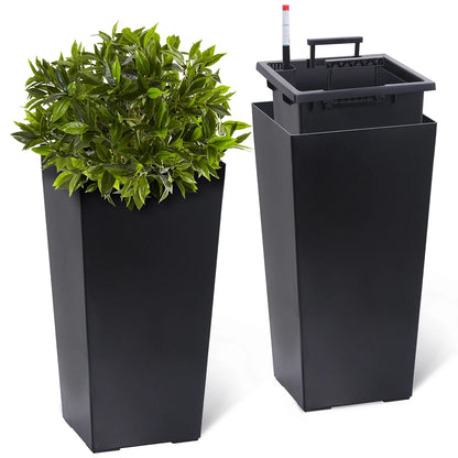 Rectangular Planters Set of 2, Large Plant Pots with Drainage- 16in. or 22.5 in