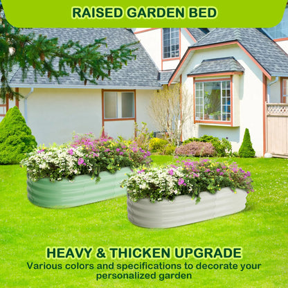 2-Pack Oval Galvanized Steel Raised Garden Bed- Open Base/Safety Edge