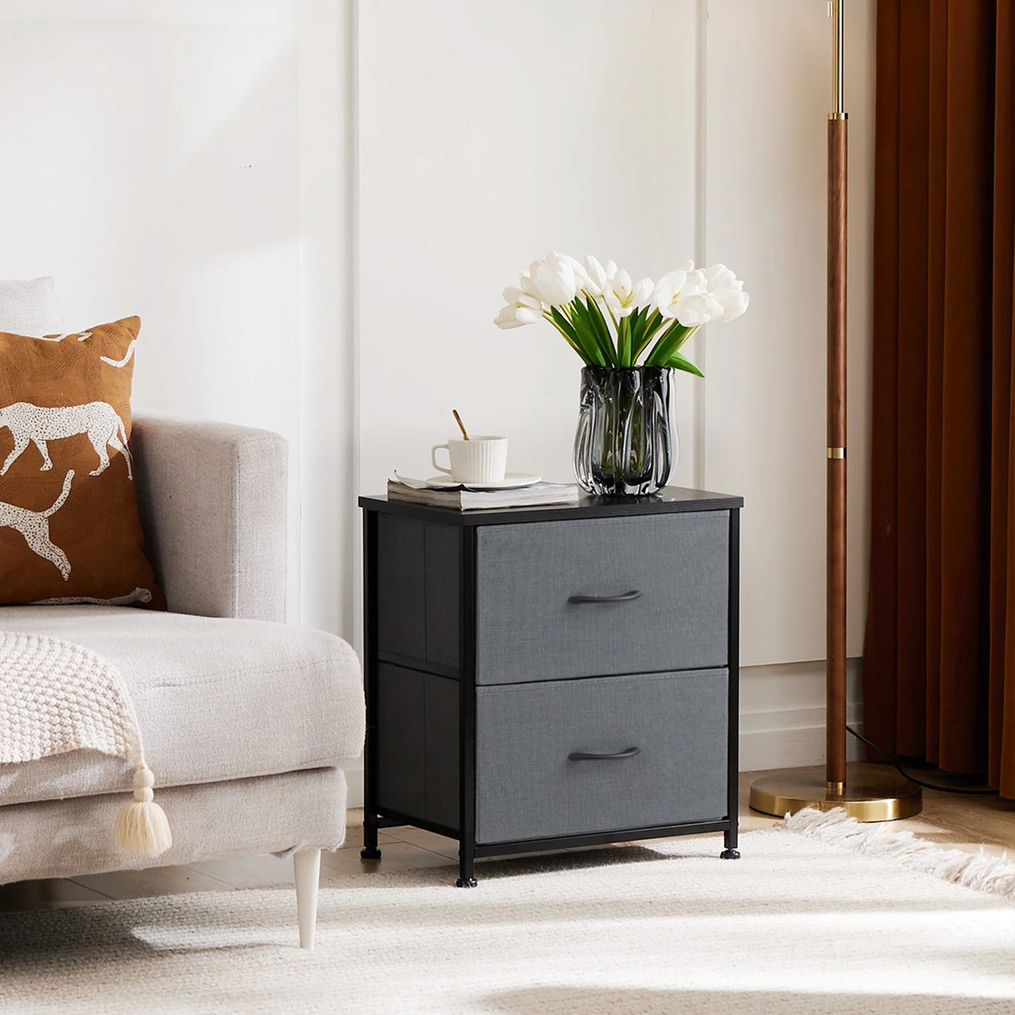 JHK Living Room Cabinet Layers Set of 2 Fabric Drawers