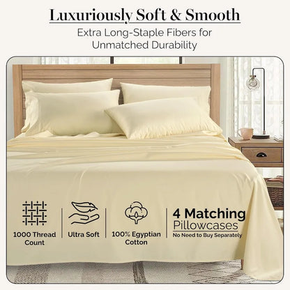 7 Piece 100 Egyptian Cotton Split King Sheet Set with 1000 TC