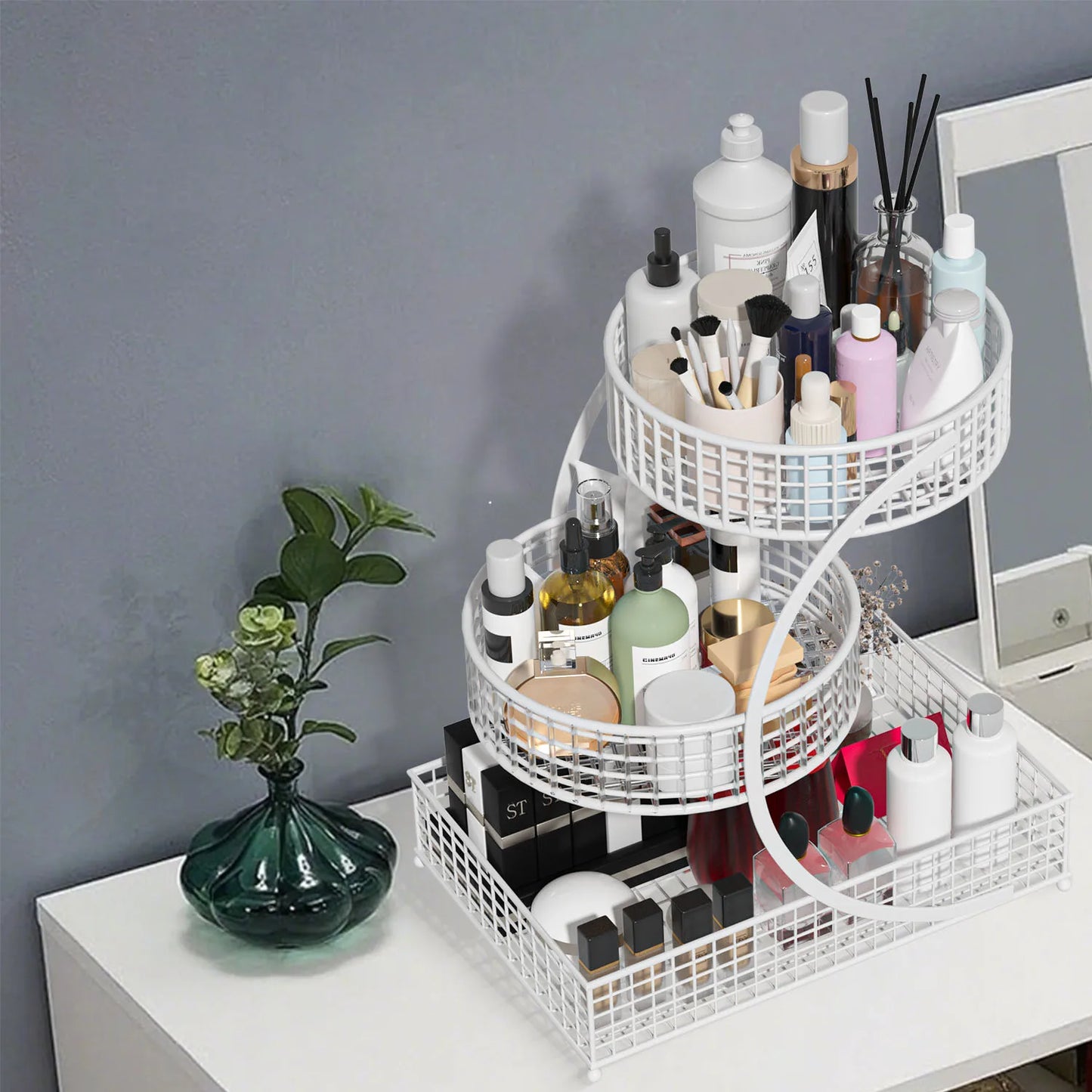 3-Tier Round Metal Storage Rack Bathroom. Kitchen