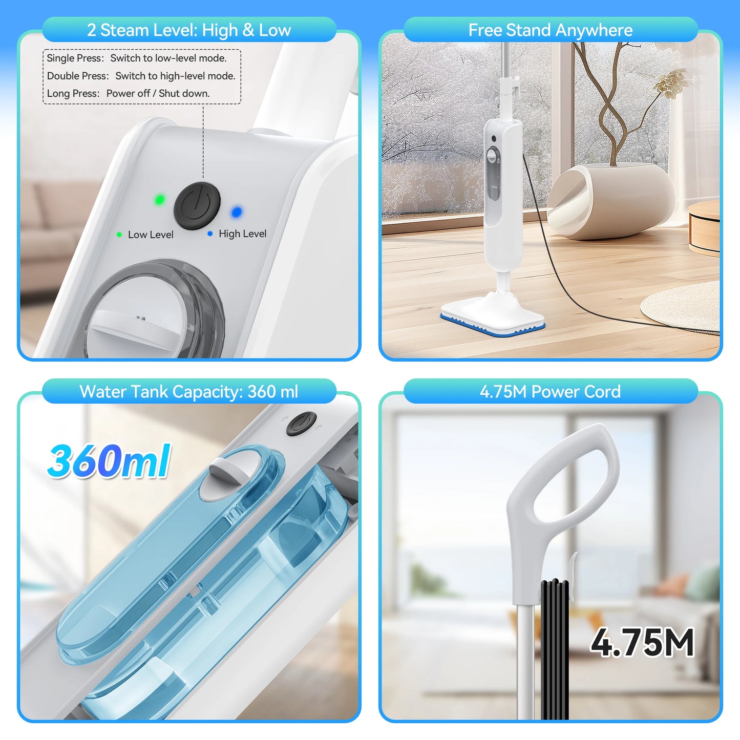 Steam Mop-6 in 1 Scrubbing Steam Cleaner