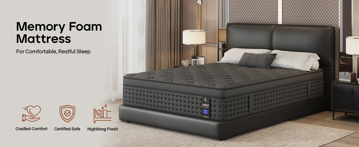 12"/14"Mattress in a Box Hybrid Spring Memory Foam,Euro Top