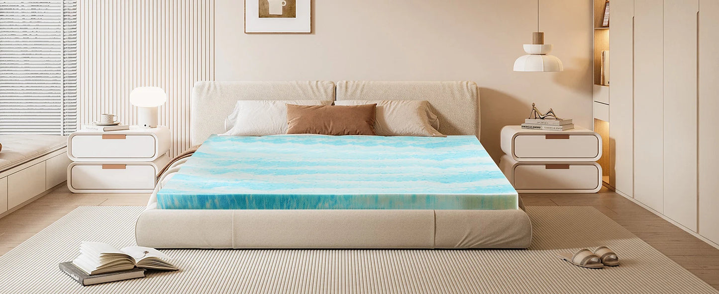 2-4 Inch Memory Foam Soft Mattress Topper -Gel Cooling