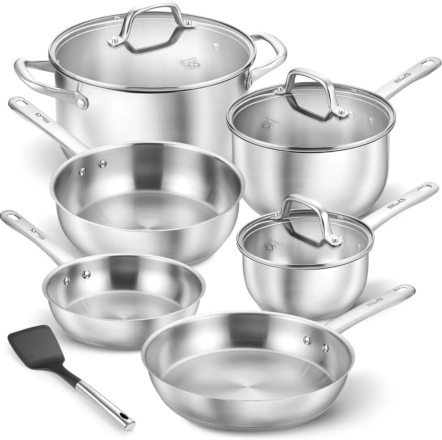 10 Piece Stainless Steel Pots and Pans Set, Induction Ready, Oven Safe to 450°F