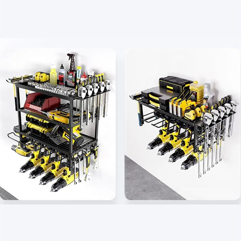 Heavy Duty Power Tool Organizer 4 Layer Wall Mounted Storage Rack with Hooks
