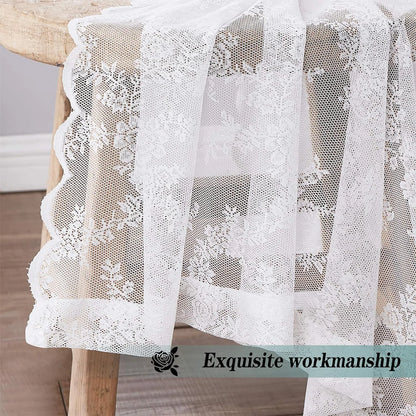 2pcs elegant solid-color curtains with wave lace trim. Holiday home decor.