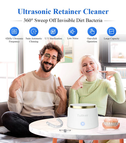 Household Ultrasonic Retainer Cleaner w/UV Light-Denture/Jewelry/Braces Cleaning