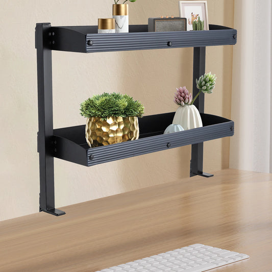 Adjustable 2-Tier Desk Shelf Clamp-On Storage