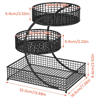 3-Tier Round Metal Storage Rack Bathroom. Kitchen