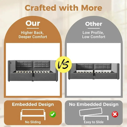 Upholstered Daybed, Hydraulic Storage, USB & Type-C Ports