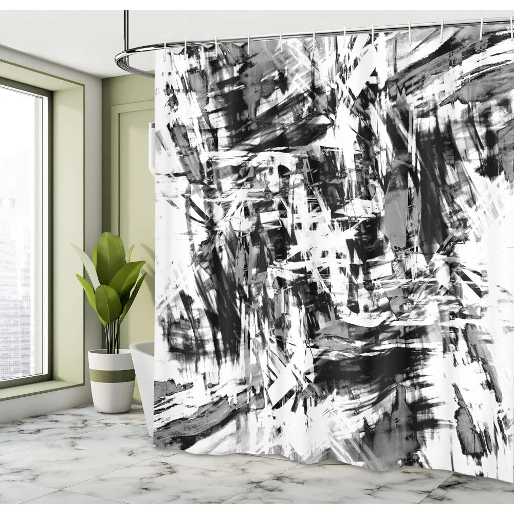 Three black and white killer whales on fabric bathroom