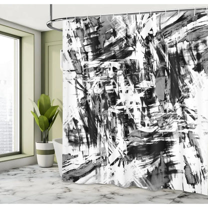 Three black and white killer whales on fabric bathroom